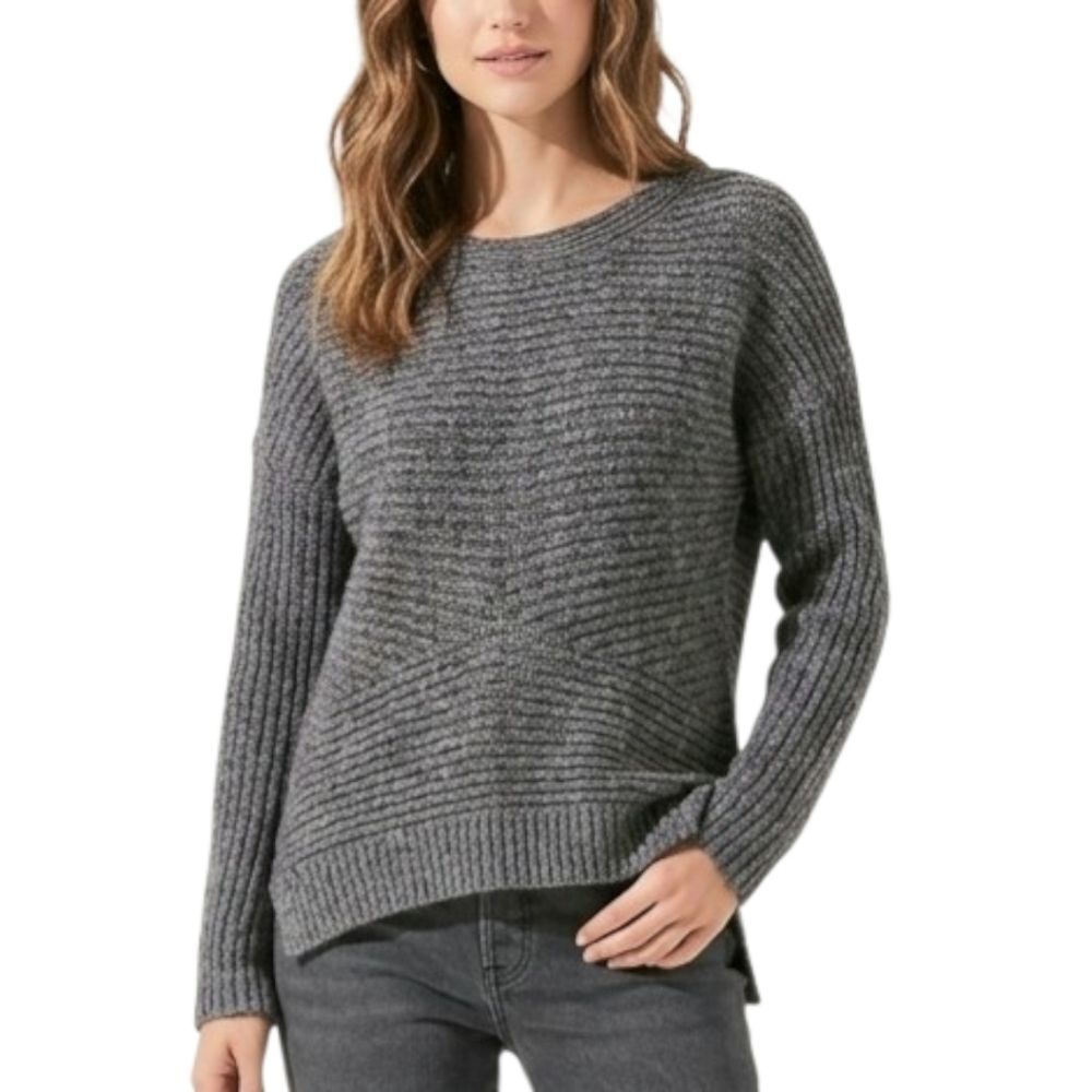 ASTR The Label Wool Blend Sweater Chunky Knit Boatneck Pullover Charcoal S